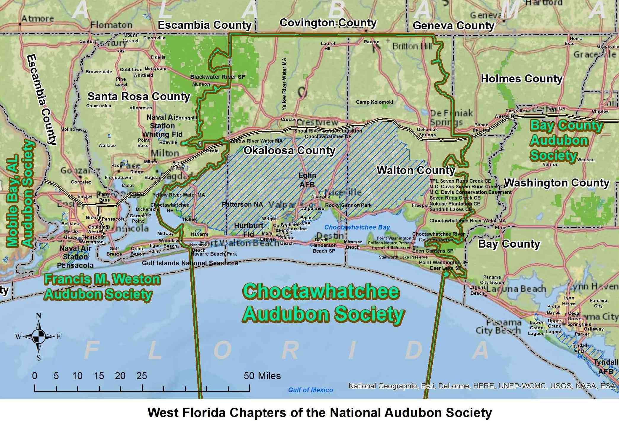 Map of Audubon Chapters (alt text)